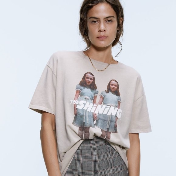 Zara The Shining Beige Tan Tshirt Top 